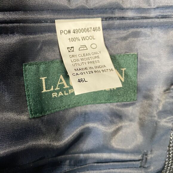 Lauren Ralph Lauren Wool Blazer Men's Sz 46L Sport Coat Navy Blue Gray Classic - Picture 4 of 10